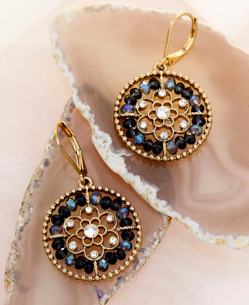 lonna & lilly Gold-Tone Crystal & Bead Openwork Drop Earrings