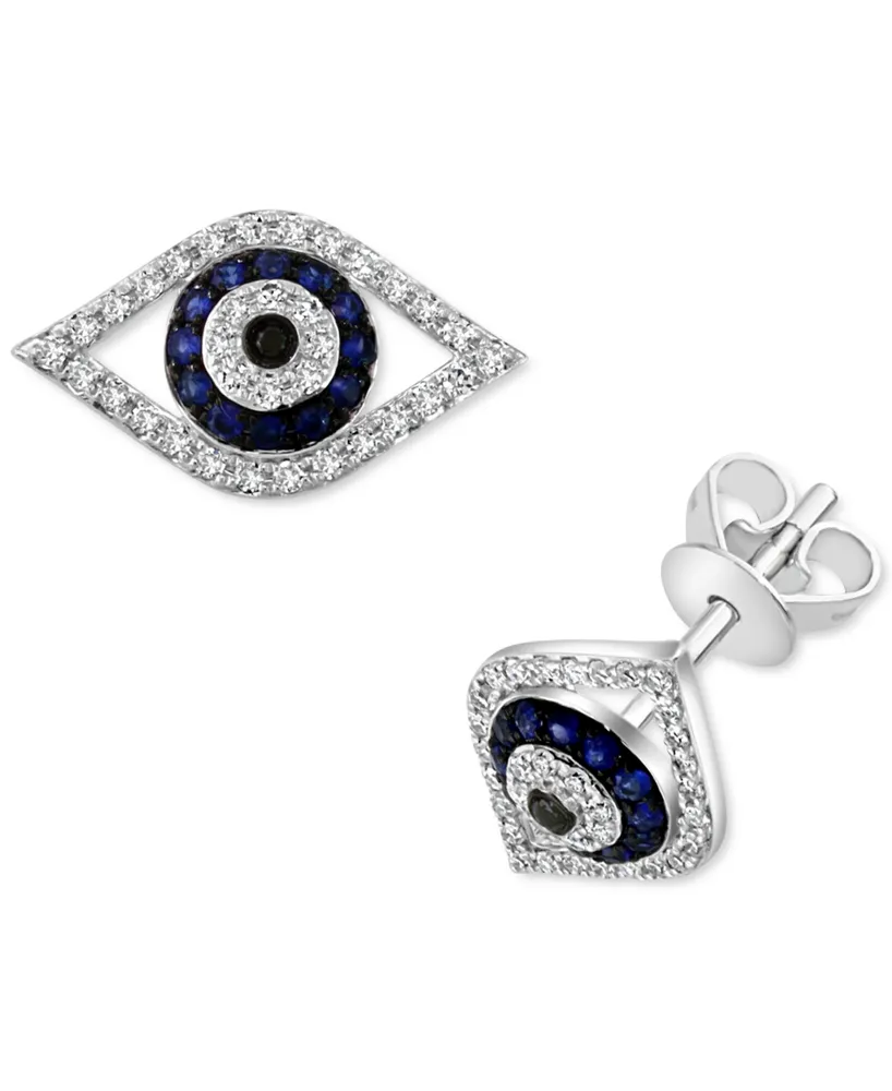 Effy Sapphire (1/6 ct. t.w.) & Diamond (1/5 ct. t.w.) Evil Eye Stud Earrings