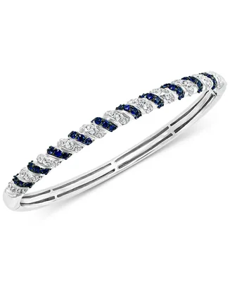 Effy Sapphire (1 ct. t.w.) & White Sapphire (1-3/4 ct. t.w.) Bangle Bracelet in Sterling Silver