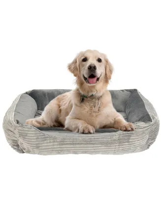 Happycare Textiles Reversible Rectangle Corduroy Plush Pet Bed Dog Bed