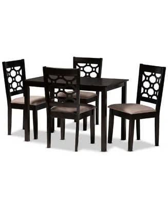 Henry Modern and Contemporary Fabric Upholstered 5 Piece Dining Set