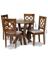 Zoe Modern and Contemporary Fabric Upholstered 5 Piece Dining Set