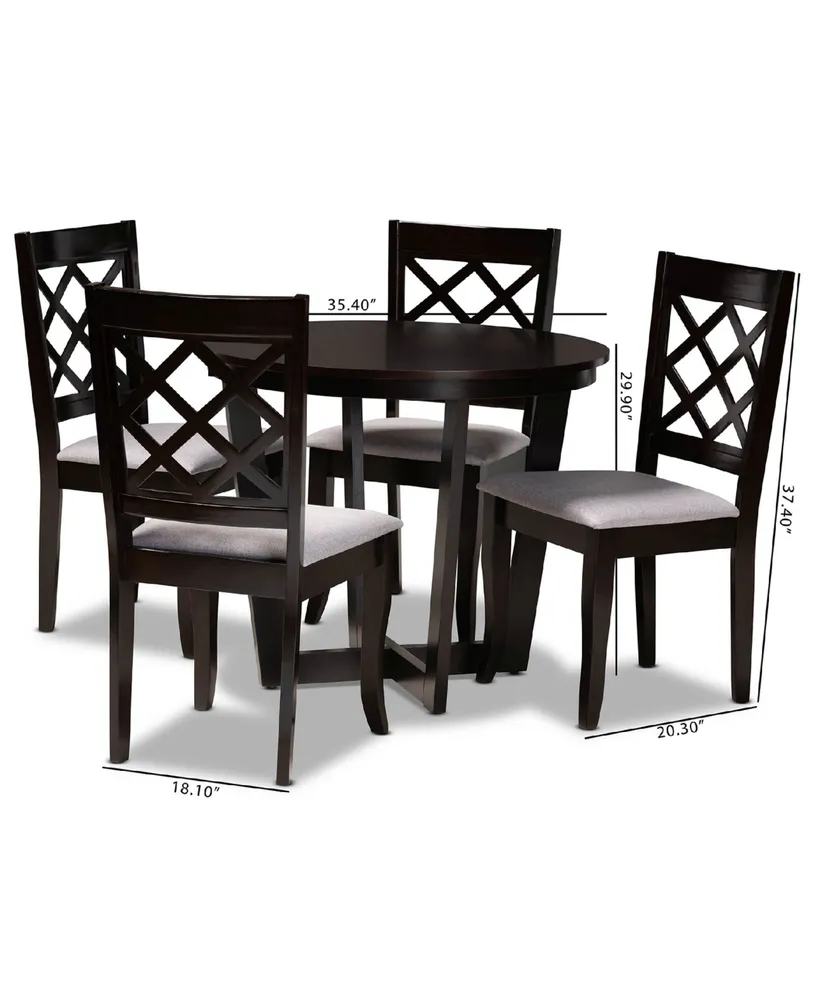 Selby Modern and Contemporary Fabric Upholstered 5 Piece Dining Set