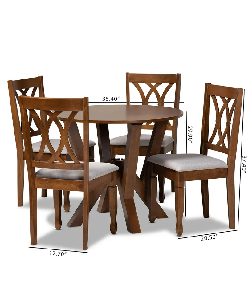 Irene Modern and Contemporary Fabric Upholstered 5 Piece Dining Set
