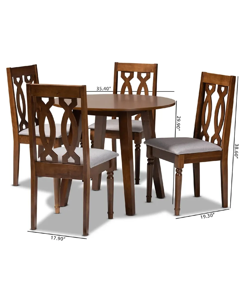 Pia Modern and Contemporary Fabric Upholstered 5 Piece Dining Set