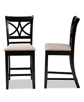 Chandler Modern and Contemporary Fabric Upholstered 2 Piece Counter Height Pub Chair Set