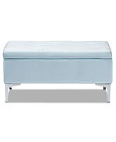 Mabel Modern and Contemporary Transitional Velvet Fabric Upholstered Storage Ottoman