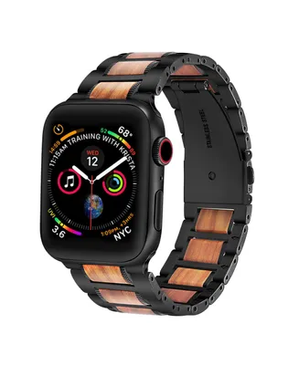Men's and Women's Black Stainless Steel Wood for Apple Watch 42mm