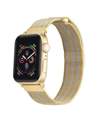 Men's and Women's Gold-Tone with Silver-Tone Striped Metal Loop Band 42mm