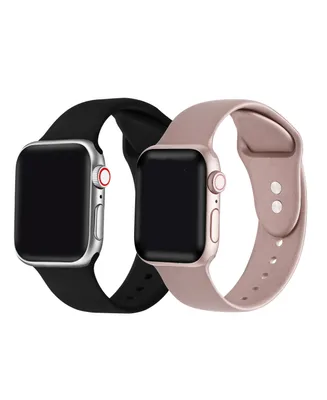 Men's and Women's Rose Gold Metallic 2 Piece Silicone Band for Apple Watch 38mm