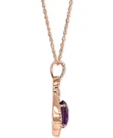 Amethyst (1-5/8ct. t.w.) & Diamond (1/4 ct. t.w.) Oval Halo 18" Pendant Necklace in 14k Rose Gold