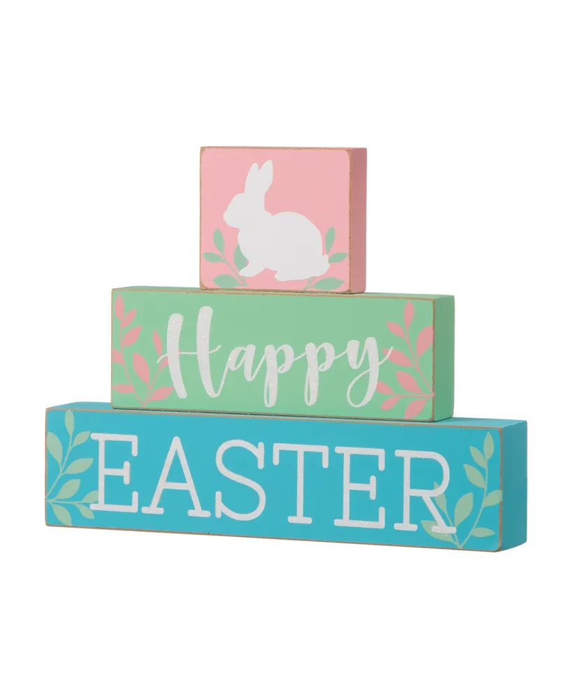 Glitzhome 9.5"L Wooden Easter Block Table Decor