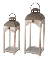 Glitzhome Set of 2 Mondern Farmhouse Wooden Lantern