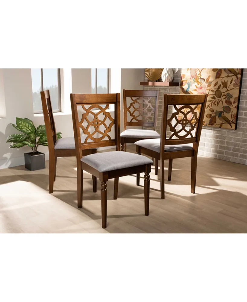 Lylah Modern and Contemporary Fabric Upholstered 4 Piece Dining Chair Set