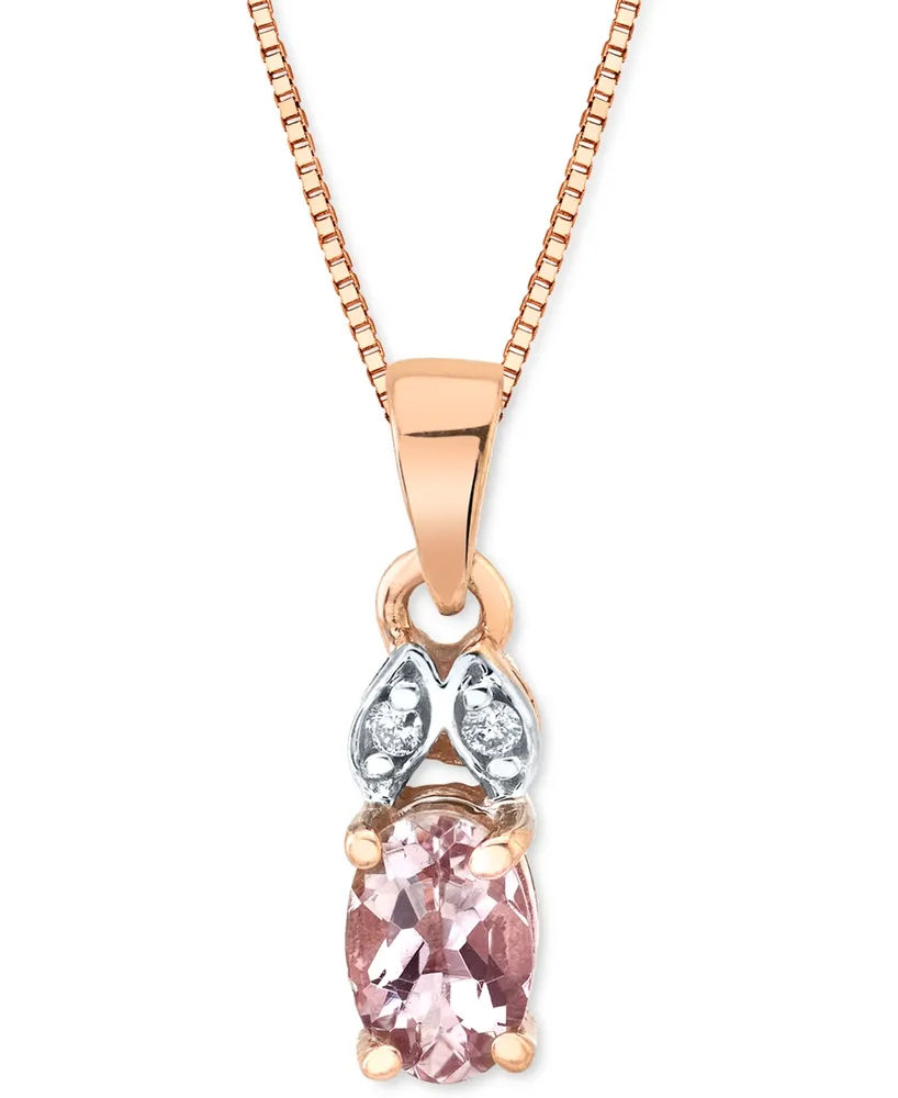 Morganite (3/8 ct. t.w.) & Diamond Accent 18" Pendant Necklace in 14k Rose Gold
