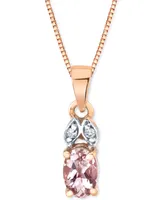 Morganite (3/8 ct. t.w.) & Diamond Accent 18" Pendant Necklace in 14k Rose Gold