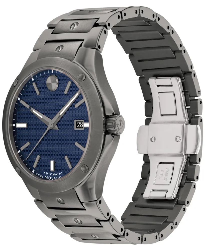 Movado Men's Swiss Automatic Sports Edition Gray Pvd Bracelet Watch 41mm