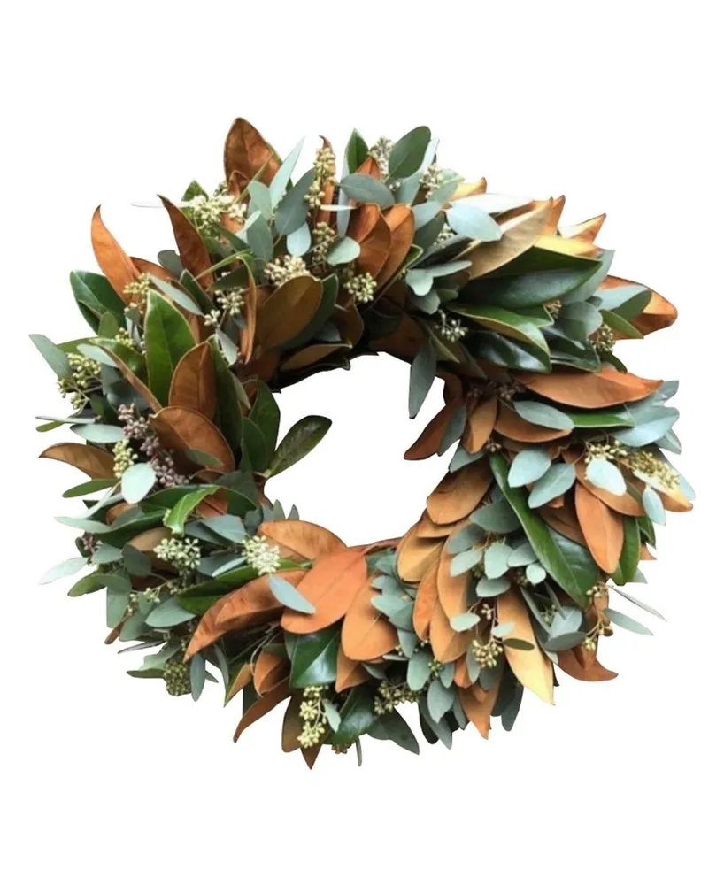 GreenishBlu Fresh Magnolia and Seeded Eucalyptus Wreath, 20"