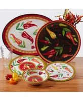 Certified Red Hot 2 Piece Melamine Platter Set: Round Platter, Oval Platter