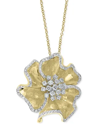 Effy Diamond Flower 18" Pendant Necklace (1-1/2 ct. t.w.) in 14k Gold