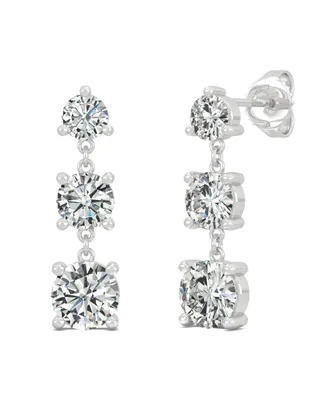 Moissanite Three Stone Drop Earrings 2-1/5 ct. t.w. Diamond Equivalent in 14k White Gold