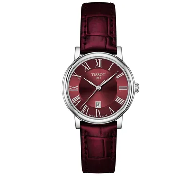 Tissot Women's Swiss Carson Premium Lady Burgundy Leather Strap Watch 30mm