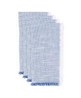 Saro Lifestyle Fringe Napkins with Two-Tone Design, Set of 4, 20" x