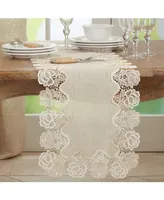 Saro Lifestyle Lace Table Runner with Rose Border Design