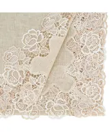 Saro Lifestyle Lace Tablecloth with Rose Border Design, 72" x 72"