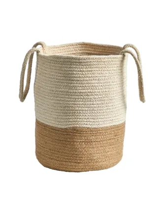 12" Handmade Natural Cotton Woven Basket Planter
