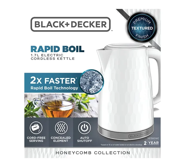 Black+Decker Honeycomb Collection Rapid Boil 1.7l Electric Cordless Kettle  