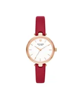 kate spade new york Women's Holland Red Leather Watch and Earring Box Set 34mm