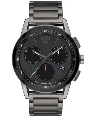 Movado Men's Swiss Chronograph Museum Sport Gray Pvd Bracelet Watch 43mm