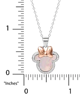 Disney Mother-of-Pearl & Cubic Zirconia Minnie Mouse 18" Pendant Necklace in Sterling Silver & 18k Rose Gold-Plate