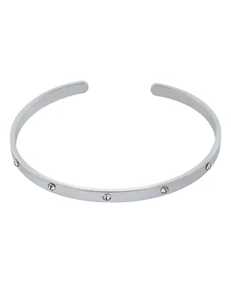 Crystal Hidden Message Cuff Bangle Bracelet In Silver Plated