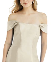 Alfred Sung Women's Off-the-Shoulder Bow-Back Satin Trumpet Gown