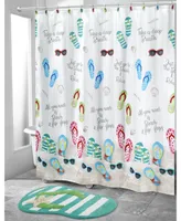 Avanti Beach Mode Flip-Flop Motif Resin Shower Curtain, 72" x 72"