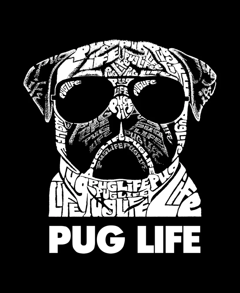 Women's Word Art Pug Life V-Neck T-Shirt