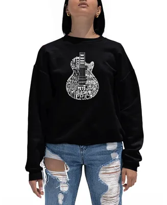 Women's Word Art Rock Guitar Head Crewneck Sweatshirt