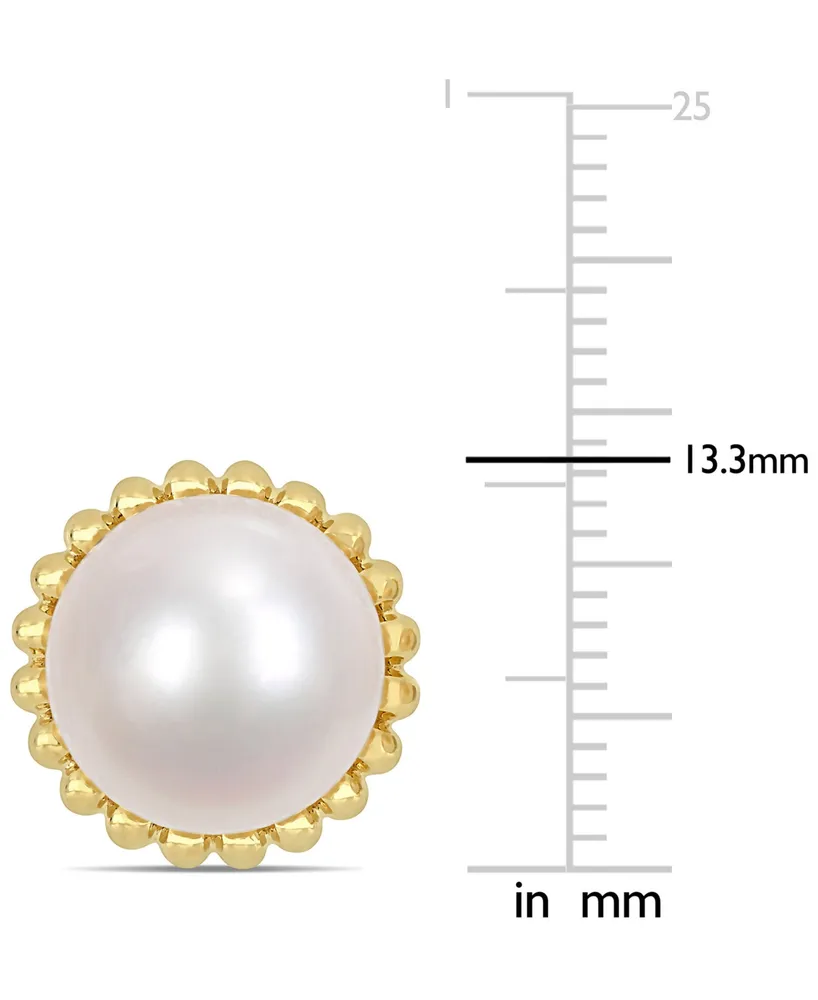 Cultured Freshwater Pearl (10-1/2mm) Stud Earrings in 10k Gold