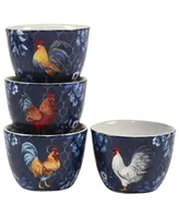 Indigo Rooster Set of 4 Ice Cream Bowl