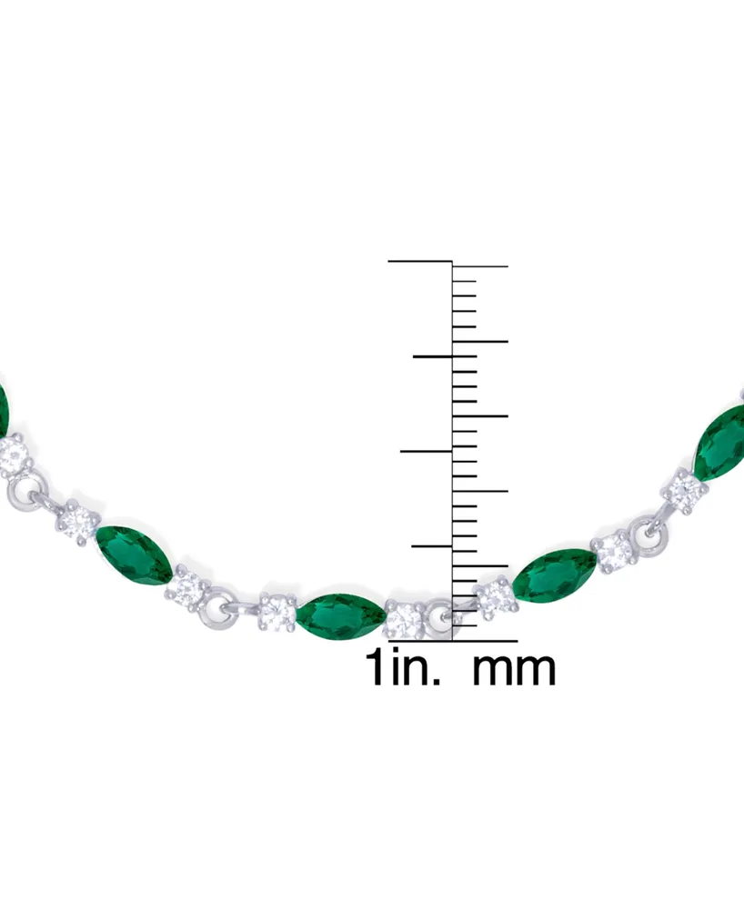 Simulated Emerald/ Cubic Zirconia Marquise Bracelet in Silver Plate