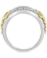 Effy Men's White Sapphire Lion Ring (1-3/8 ct. t.w.) in Sterling Silver & 14k Gold-Plate