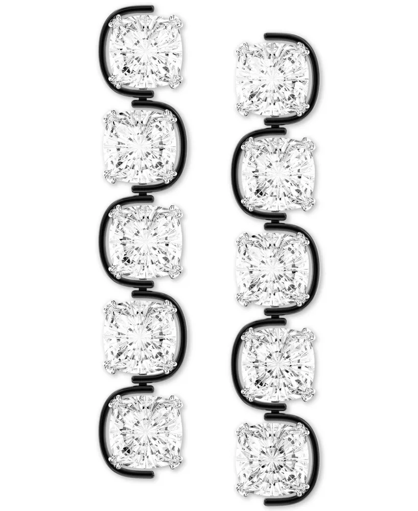 Swarovski Rhodium-Plated Harmonia Linear Drop Earrings