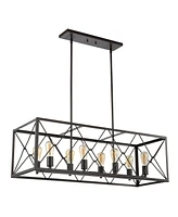 Galax 8-Light Adjustable Iron Farmhouse Industrial Led Dimmable Pendant