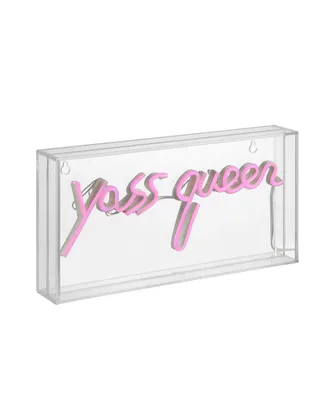 Yass Queen Contemporary Glam Acrylic Box Usb Operated Led Neon Light
