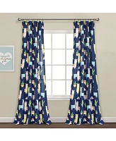 Lush Decor Kids Southwest Llama Cactus Window Curtain Panels Set, 84" x 52"
