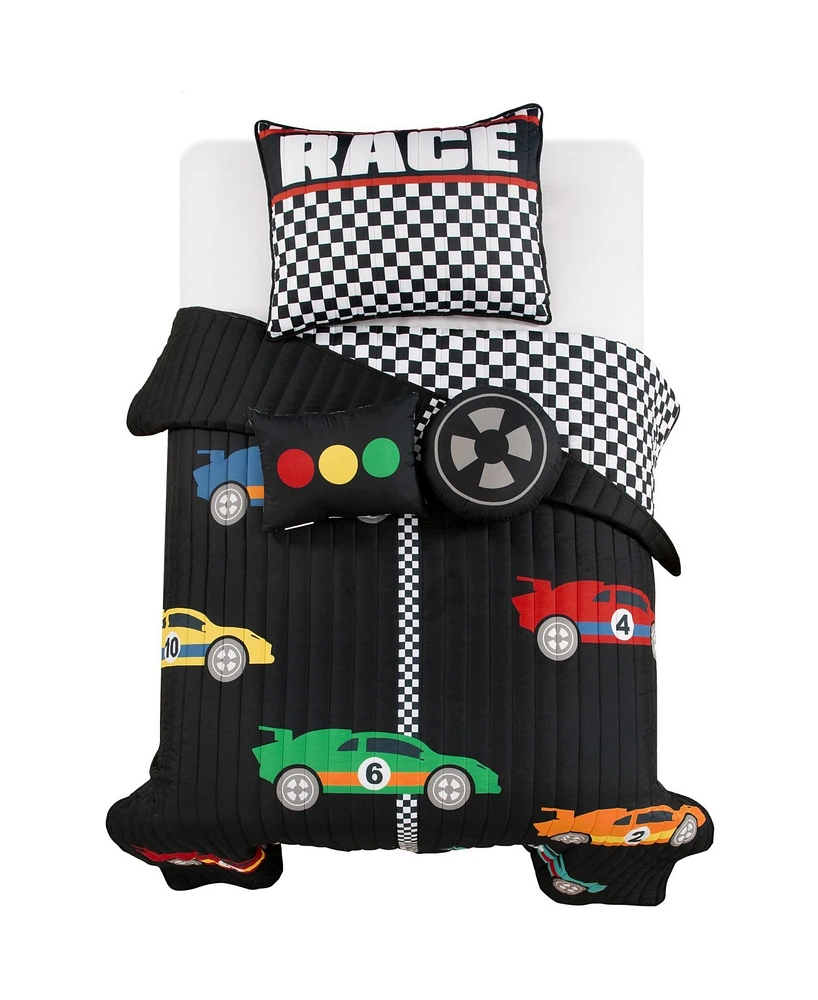 Lush Decor Racing Cars Piece Quilt Set for Kids