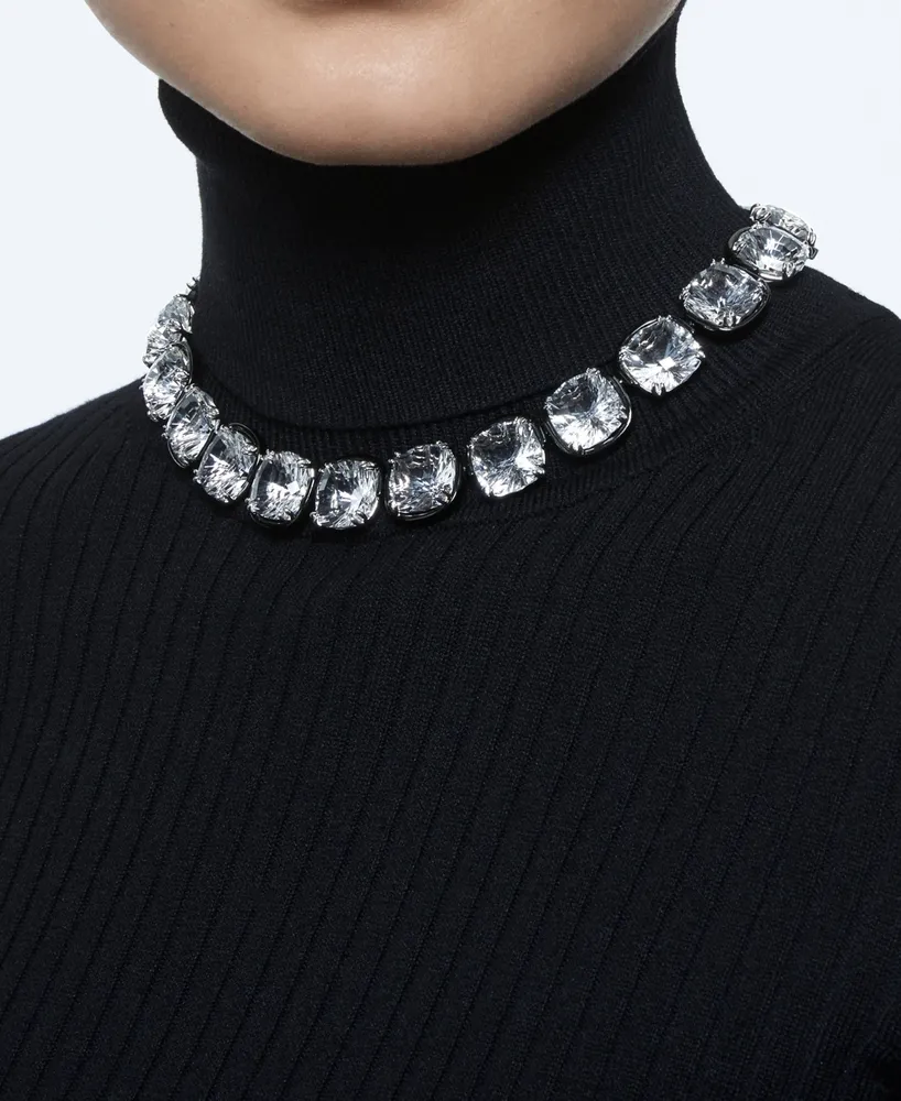Swarovski Silver-Tone Crystal Floating Stones Choker Necklace, 14" + 2" extender