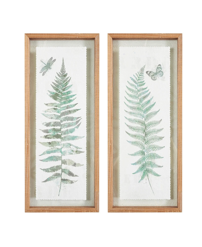 Madison Park Linden 2 Piece Fern Framed Wall Decor Set, 10.1" x 24.3"